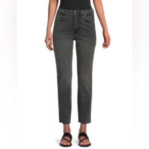 Good American Charcoal Black‎ Raw Hem Cropped Slim Jeans Size 15